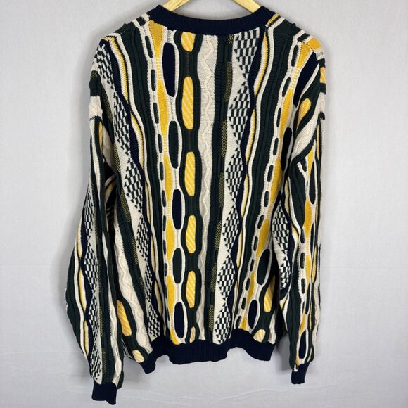 DJAB Par Simons Men L 3D Knit Sweater Coogi Style Textured Cotton Pullover - Picture 4 of 5